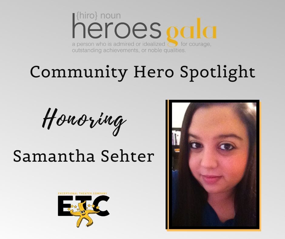 Community hero spotlight honoring samantha sehter.