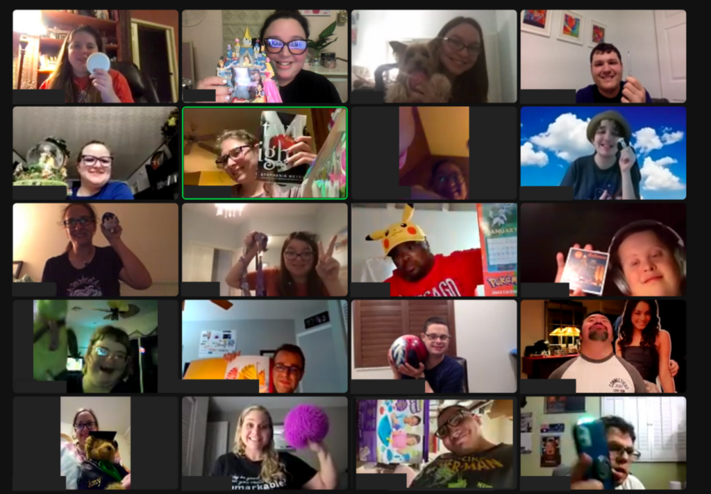 A group of people in a video chat.